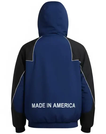Marty Supreme Black And Navy Mens Classic Warm Up Hooded Jacket Back