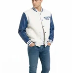 Marty Supreme Blue And White Varsity Jacket