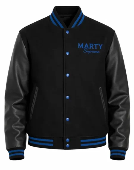 Marty Supreme Mens Black & Blue Varsity Jacket