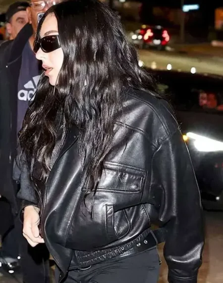 Marty Supreme Premiere Charli XCX Black Leather Jacket
