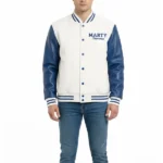 Marty Supreme White And Blue Varsity Jacket