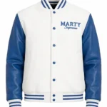 Marty Supreme White & Blue Varsity Jacket