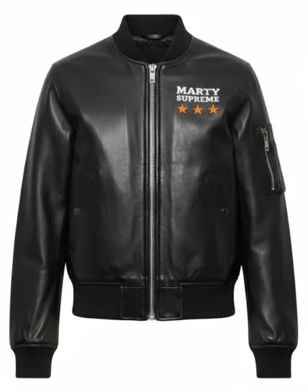 Marty Supreme Womens Black Bomber Leather Jacket