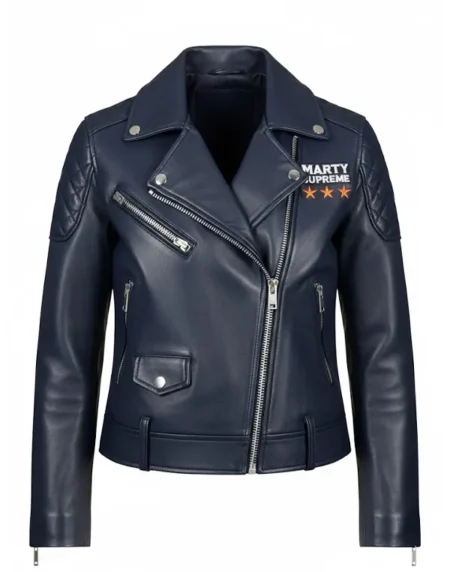 Marty Supreme Womens Navy Blue Biker Jacket
