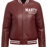 Marty Supreme Womens Vine Red Varsity Jacket