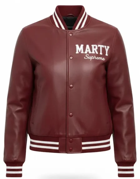 Marty Supreme Womens Vine Red Varsity Jacket