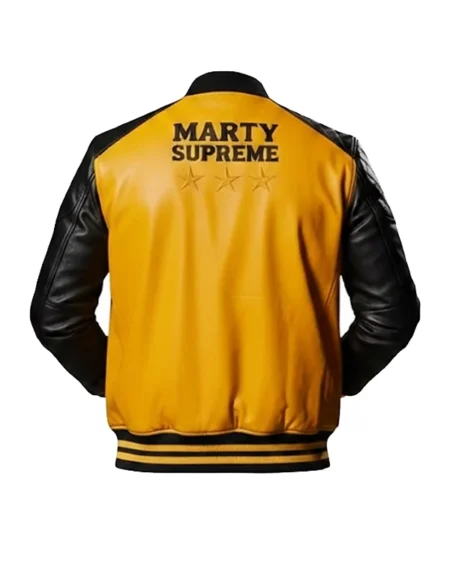 Marty Supreme Yellow and Black Bomber Jacket Back