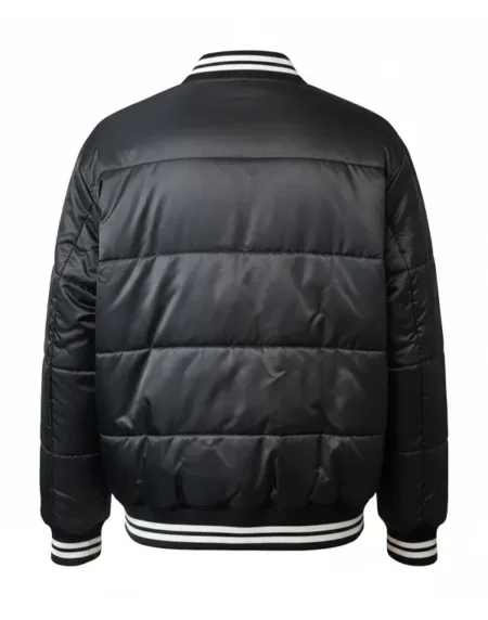 Supreme Black Puffer Varsity Jacket Back