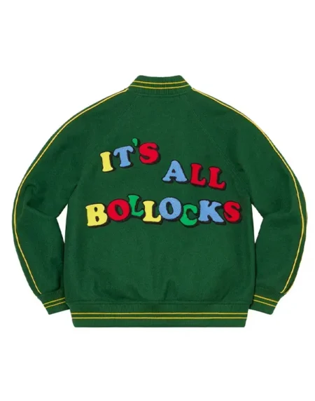 Supreme Its All Bollocks Green Varsity Jacket Back