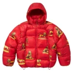 Supreme Lions Printed Featherweight Red Puffer Jacket
