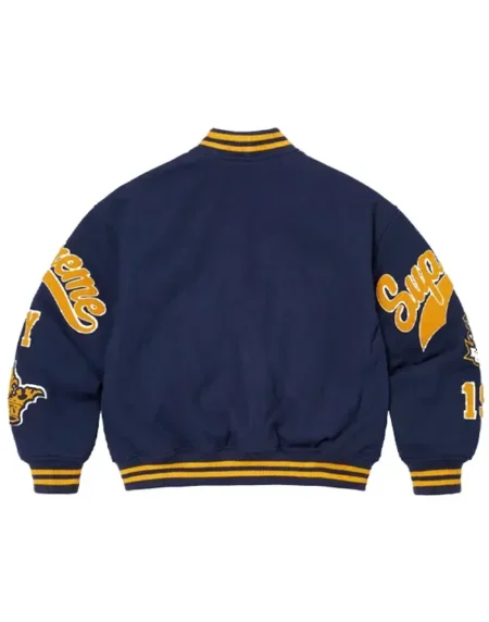 Supreme Veritas Varsity Navy Jacket Back