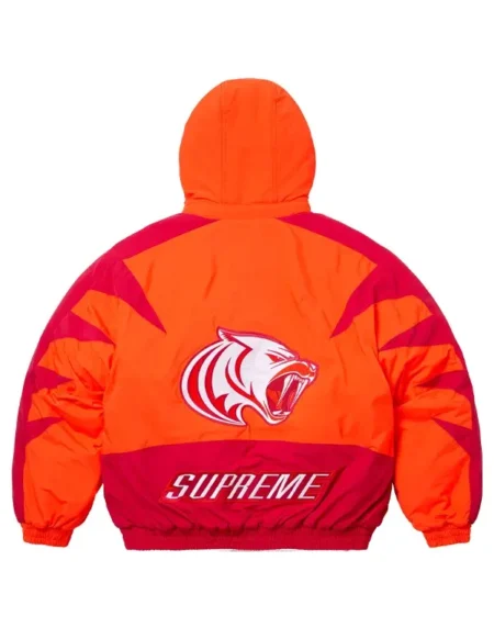 Supreme Wildcat Sideline Orange Puffer Jacket Back