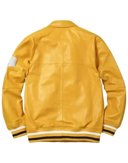 Supreme Yellow Leather Varsity Jacket Back