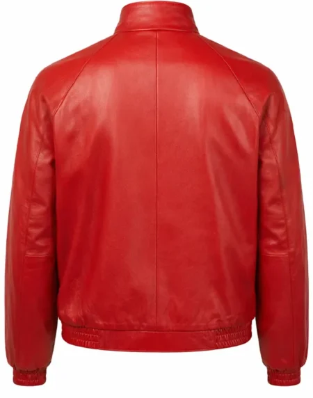 Timothee Chalamet Marty Supreme Red Leather Bomber Jacket Back