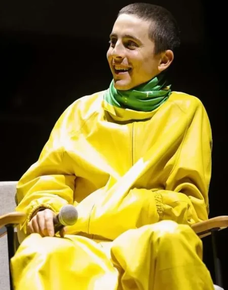 Timothee Chalamet Marty Supreme Yellow Brazil Leather Jacket