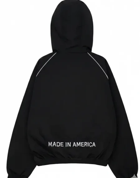 Timothée Chalamet Movie Marty Supreme Black Graphic Hooded Jacket back