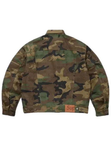 Jacquard Logos Denim Trucker Jacket Woodland Camo Back