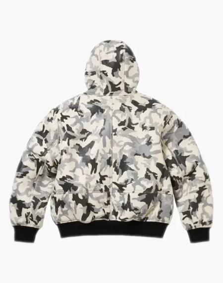 Schott Shearling Hooded Work Jacket Snow Camo Back