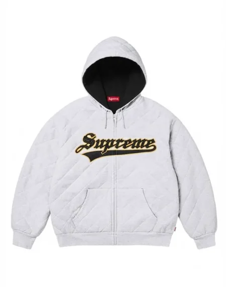 Supreme Quilted Gray Zip Hooded