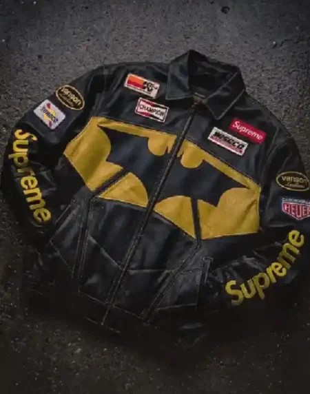 Supreme The Batman Black Leather Jacket
