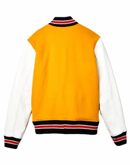 Supreme Tiger White and Yellow Varsity Jacket Back