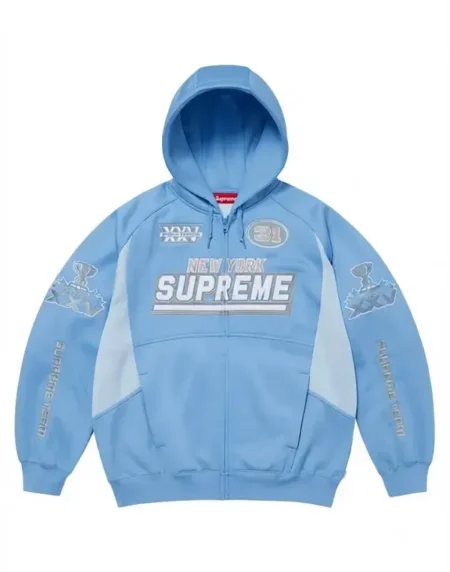 Supreme Football Zip Up Blue Hoodie