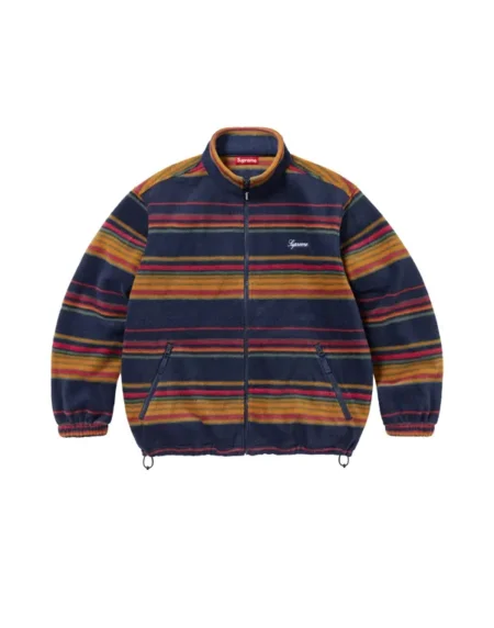 Stripe Zip Up Fleece Jacket