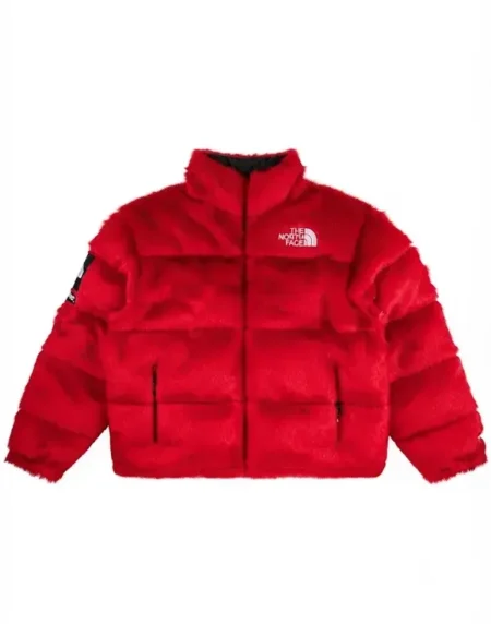The North Face Faux Fur Nuptse Red Jacket