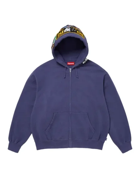 Supreme Patches Hooded Blue Jacket