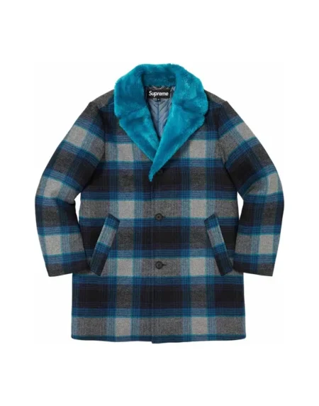 Supreme Plaid Blue Car Coat
