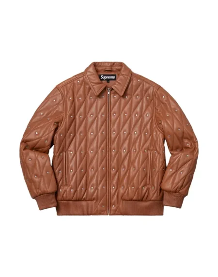 Supreme Quilted Studded Brown Jacket