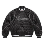 Supreme Quilted Black Varsity Jacket