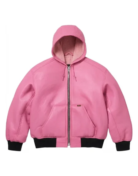 Supreme Schott Hooded Pink Jacket